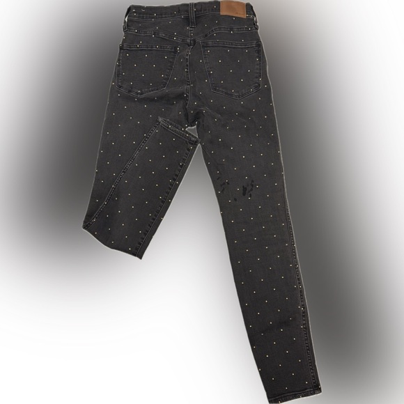 Madewell Black Jeans with Subtle Dot Pattern | 10” High Rise Skinny | Sz 26 - Picture 2 of 5
